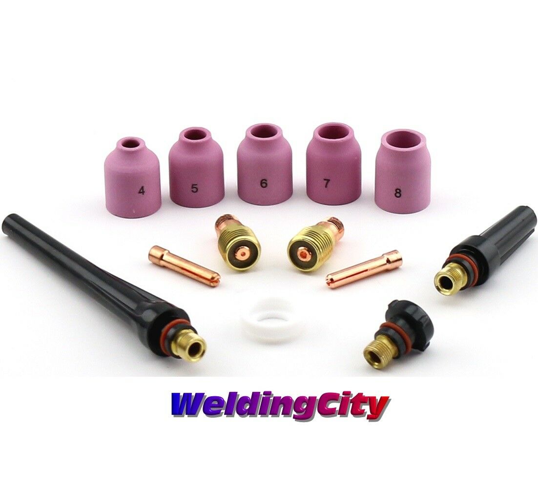 TIG Welding Torch 17/18/26 Stubby Gas Lens Kit 1/16"-3/32" T23D
