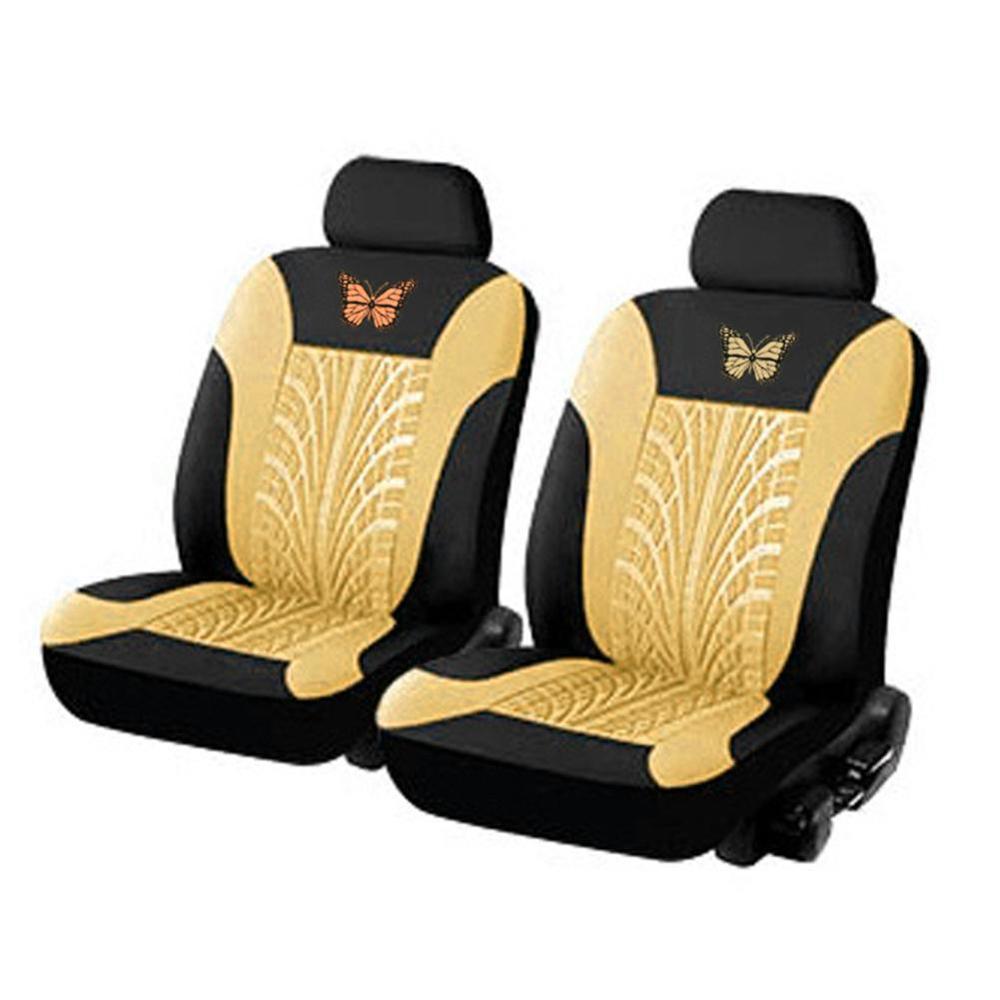Brand Embroidery Car Seat Covers Set Universal Fit Most Cars Covers with Tire Track Detail Styling Car Seat Protector Car Seat: N