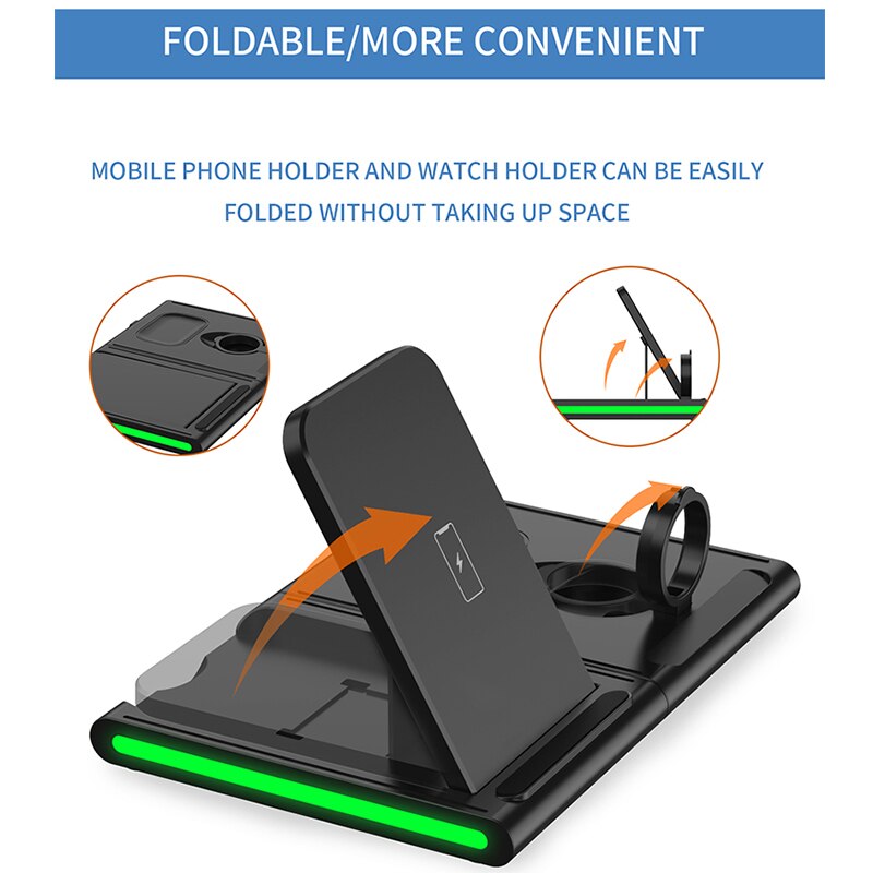 4in1 15W Wireless Charger Splicing Stand Holder for Apple Watch 5 4 3 iPhone 11 Xs Max Airpods Pro/2 Fast Charging for Samsung
