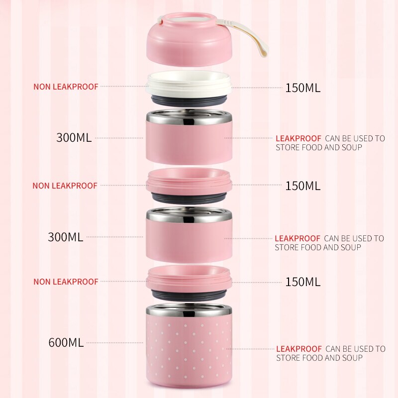 Leuke Japanse Lunchbox Voor Kids Portable Outdoor Rvs Bento Box Lekvrije Voedsel Container Keuken Voedsel Doos