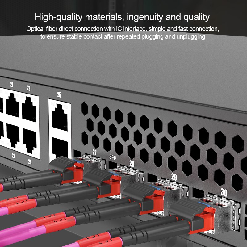 AMPCOM OM4 LC to LC UPC 50/125 Duplex Multimode LSZH 2.0mm Fiber Optic Patch Cable Fiber Optical Jumper Support Customization