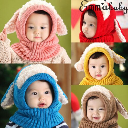 Emmababy 6-36M Pasgeboren Kids Baby Jongen Meisje Bont Pom Hoed Winter Warm Knit Bobble Beanie cap Sjaal