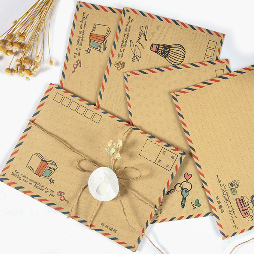 Sobre de papel Kraft Vintage B6 para oficina y escuela, suministros de papelería para postales, DIY, bonito, 8 unids/lote