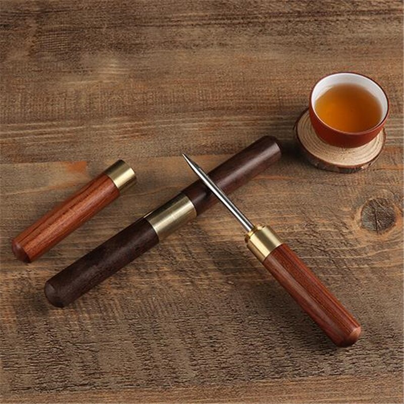 Sandalwood Tea Knife Needle Pick With Wood Handle Puer Tea Tools Cone Needle Breaking Prying Tea Brick Tool
