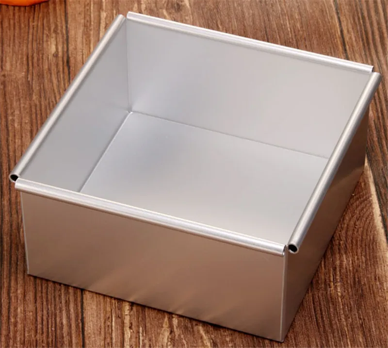 Square Cake Pan with Removable Bottom Anodized Aluminum Wedding Birthday Baking Cake Tin Cheesecake Pan Chiffon Mold stencil