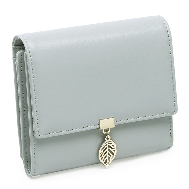 Vrouwen Rfid Portemonnee Drievoudige Pu Lederen Portefeuilles Broekzak Dames Portemonnee Met Blad Hanger Eenvoudige Clutch Bag: Light Grey