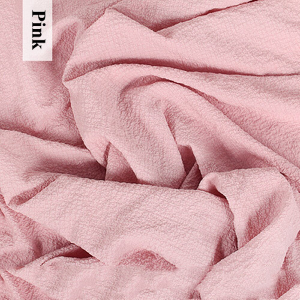 1 Meter Bubble Chiffon Fabric Seersucker Solid Plaid Printed Breathable Thin Cloth Patchwork Home Tissue DIY Summer Garment Dec: Pink