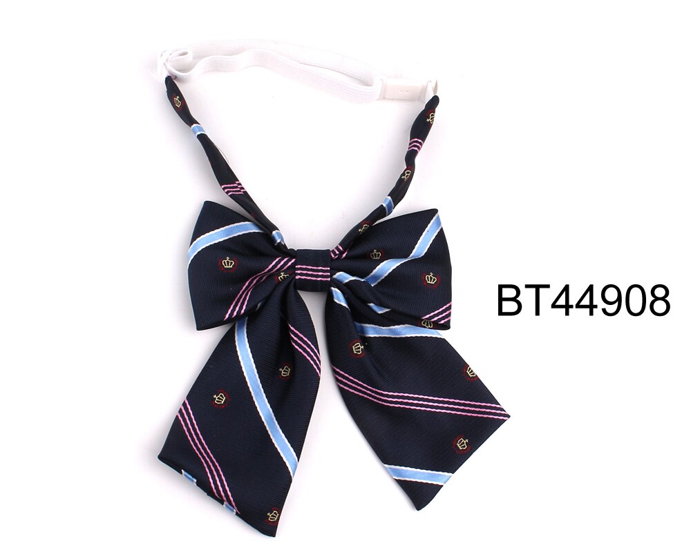 Pajarita grande de gran tamaño para mujer, cuello de uniforme, nudo de lazo de mariposa para mujer, corbatas de lazo a rayas para adultos, corbatas para niñas: Azul