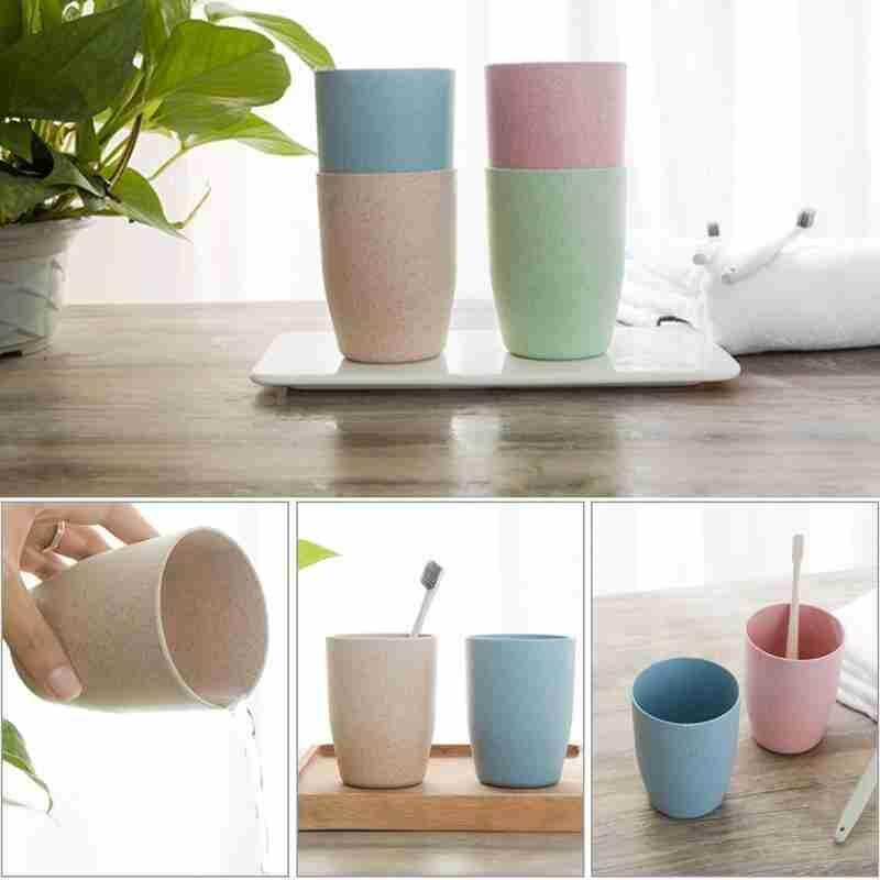10.5 * 5.9cm Bathroom Toothbrush Water Cup Set Water Children's Bathroom Wheat Cup Portable Items Straw Household T C0W3