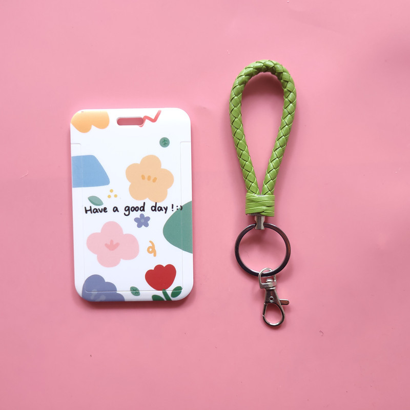 Porte-cartes à fleur mignon, Japon et Corée du Sud, ensemble de cartes rouges net, porte-cartes d'identité, accessoires suspendus, lanière de chaîne continent, bricolage: Or