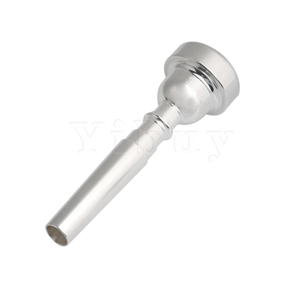 Yibuy 3C Silver Brass Trumpet Mouthpiece B Flat for Beginner Advanced Players