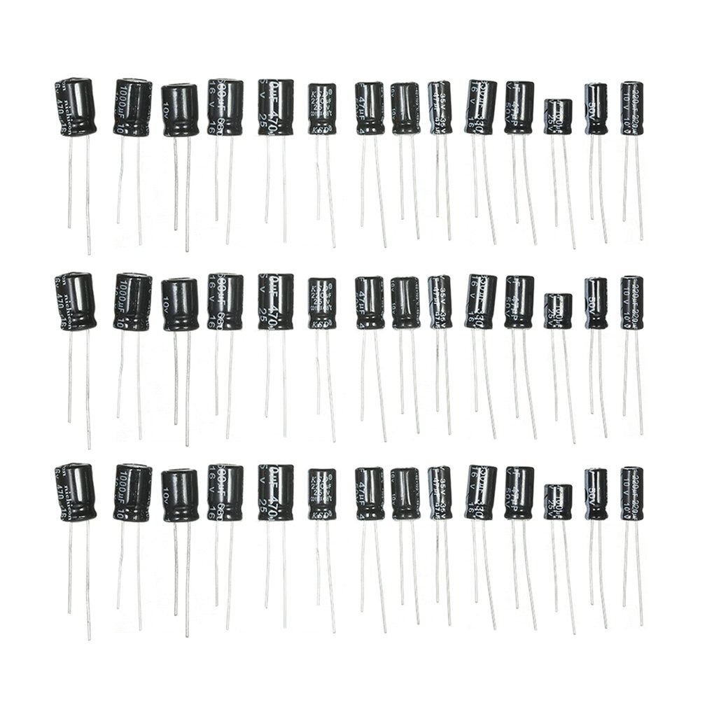 120 Pcs/set 12 Values 0.22 UF-470 UF Aluminum Electrolytic Pack Capacitor Selection Kit Electrolytic capacitor pack