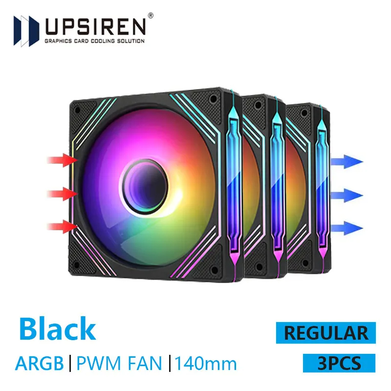 UPSIREN PF-14 PRISM 4PRO ventilateur de châssis d'ordinateur 14 cm ARGB 4 broches PWM ventilateur de refroidissement silencieux 12 V grand Volume d'air 61,5 CFM/650-1800 tr/min: Blue