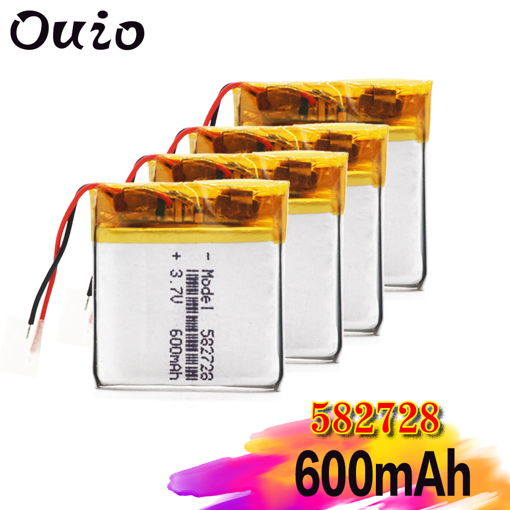 Batería recargable de polímero de litio, pilas Lipo para Altavoz Bluetooth, PDA, notebook, GPS, 3,7 V, 600mAh, 582728, 1/2/4 piezas