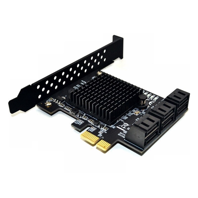 Pcie SATA Card Pcie X1 SATA Gen3 88SE9215 6 Gbps Expansion Card Built-In Eight-Port SATA3.0 Disk Riser Card Array Card