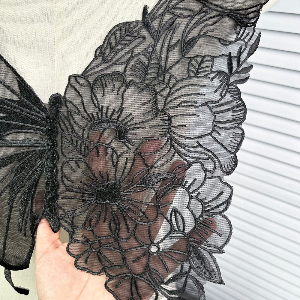 Large Butterfly Embroidery Appliques For Clothes Patches Lace Fabric Accessories For Wedding Dress Bridesmaid DIY Decor