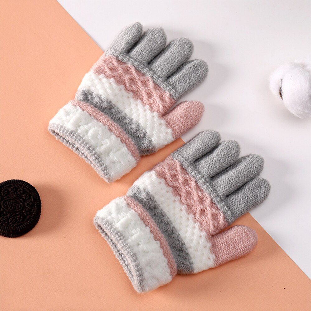Luvas de inverno crianças meninos meninas luvas listra dividir dedo mais quente luvas de malha estudantes macios quentes luvas de escrita luvas: 2