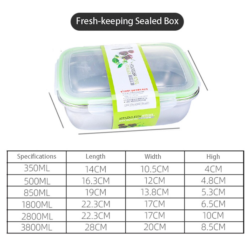 Stainless Steel Food Container Lunch Box Sealed Fresh-keeping with Lid Metal Bento Box Stock for Student Kids Dinnerware