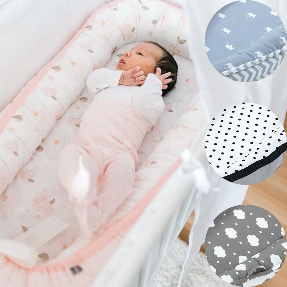 Bærbar krybbe til babyer spædbarns reden seng rejse baby seng bassinet kofanger baby sikker beskyttelse naturlig bomuld baby seng  hm0007