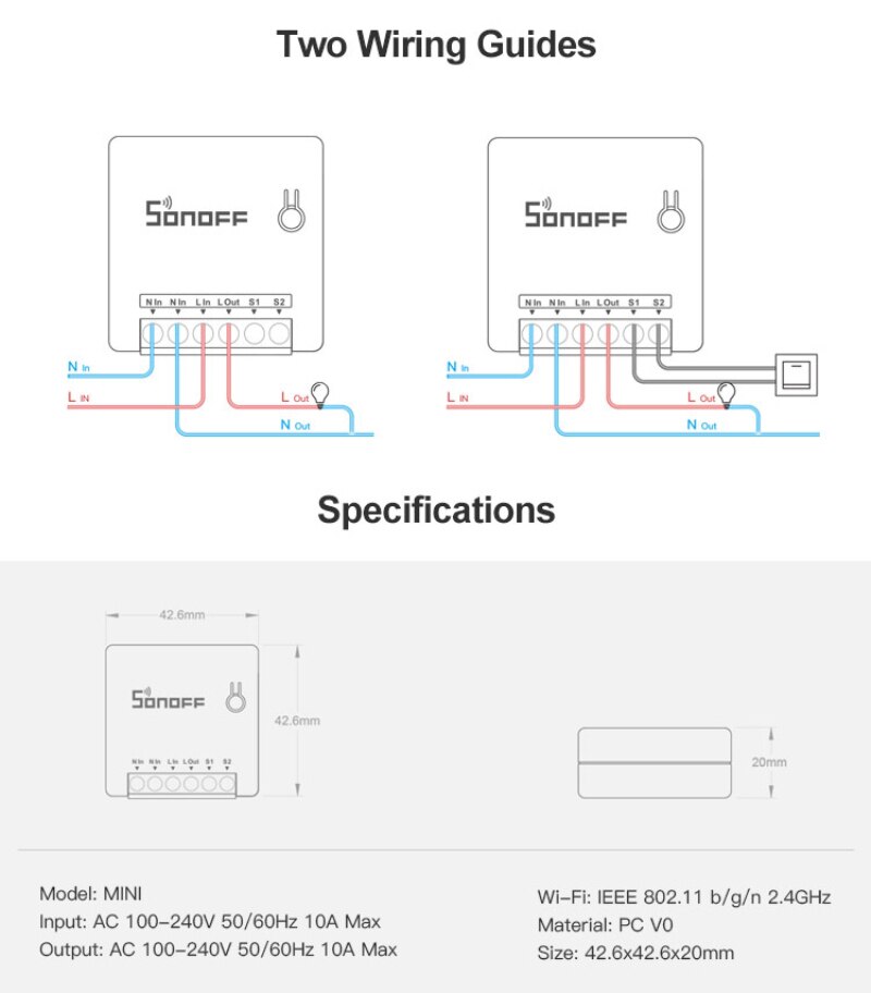 Sonoff mini tovejs intelligent switch gør-det-selv apparatautomatisering fjernbetjeningskontakter til alexa google home wifi smart switch