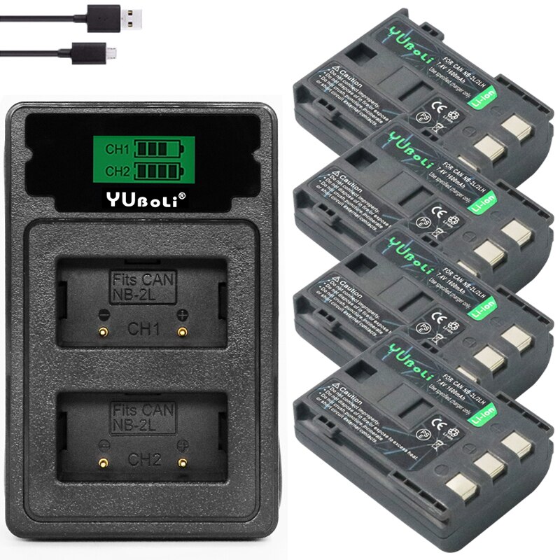 batterie NB-2L NB2L NB-2LH NB 2L NB 2LH NB2LH Digital Camera Battery pack For Canon Rebel XT XTi 350D 400D G9 G7 S80 S70S30: charger and 4battery