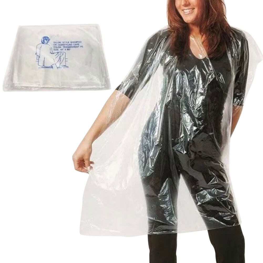Disposable Cloth Shawl Transparent Waterproof PE Cloak Hair Dyeing Hair Cut Barber Shop Perm Dyeing Tool