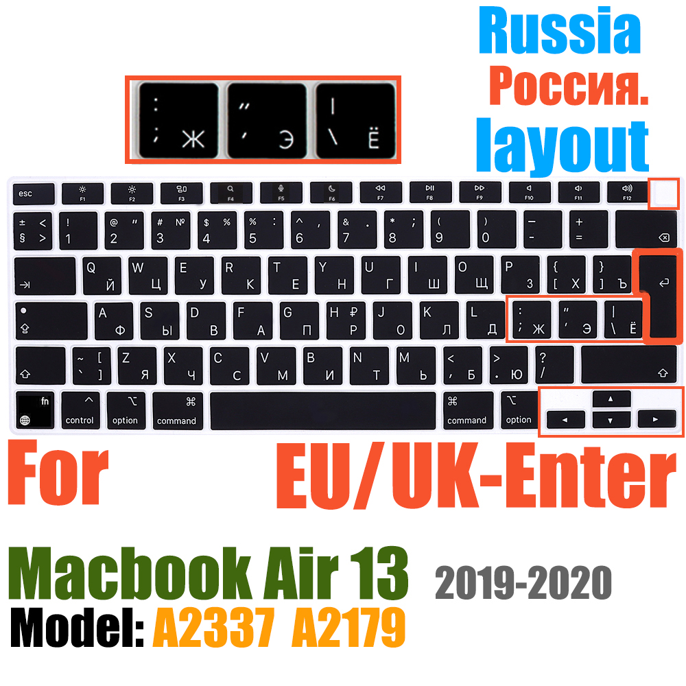 Keyboard Cover For MacBook Air 13 inch Release A2337 M1 A2179 with Touch ID Waterproof Protective Silicone Skin