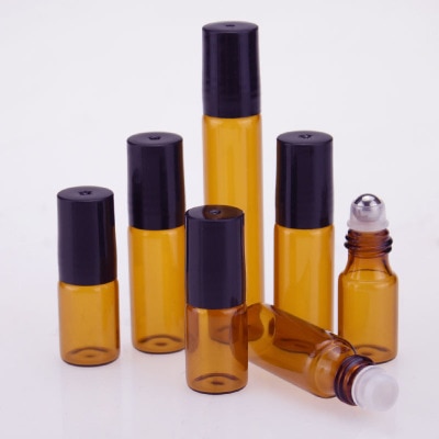 20 stks/partij 3 ML 5 ML 10 ML glas roll op fles voor essentiële oliën, navulbare parfum containers met rvs roller bal