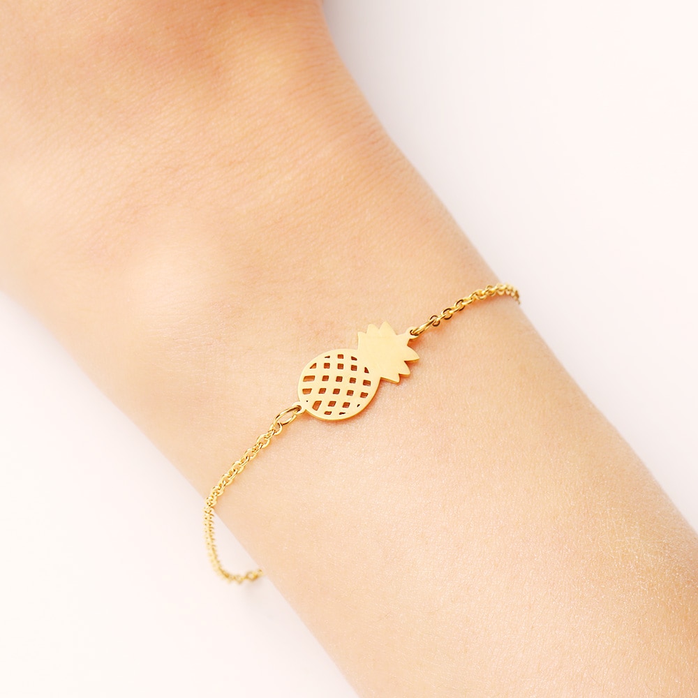 DOTIFI Stainless Steel Bracelet For Women Gold And Silver Color Pineapple Pulseira Feminina Lover's Engagement Jewelry
