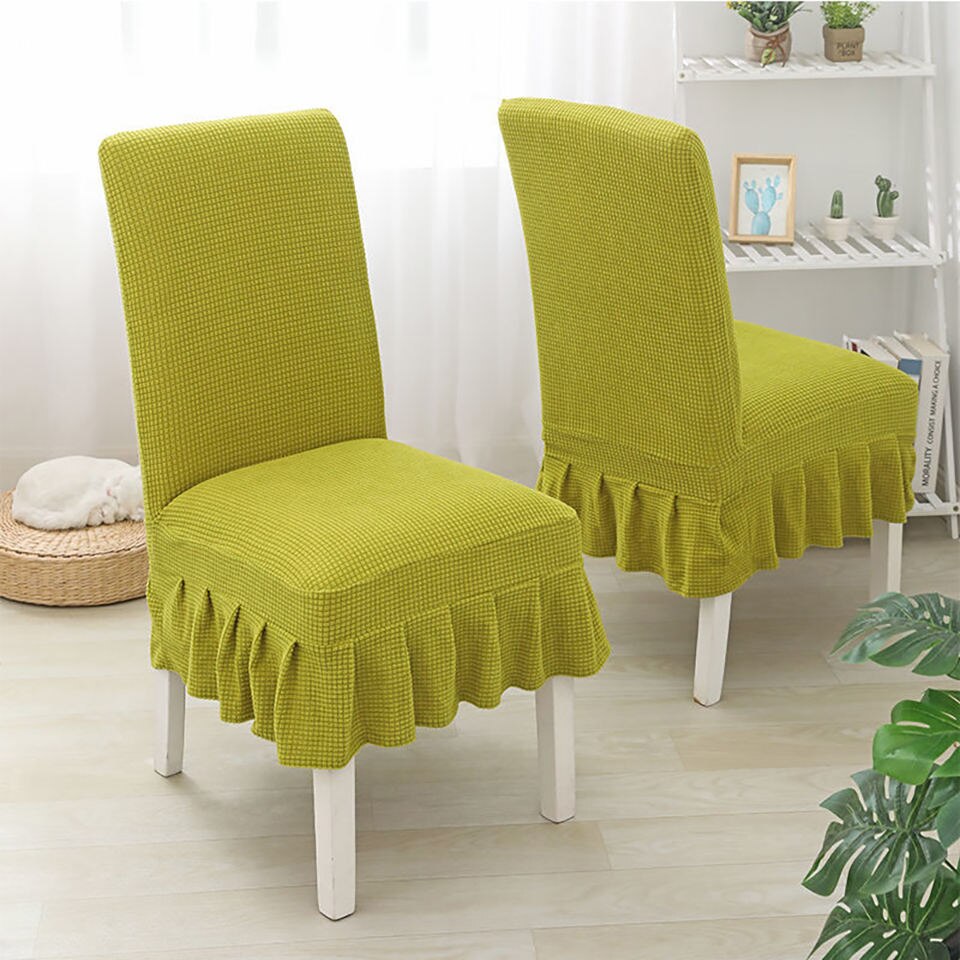 Super Soft Polar Fleece Fabric Skirt Style Chair Cover Elastic Chair Covers Spandex For Kitchen/Wedding Chair Covers Dining Room: green