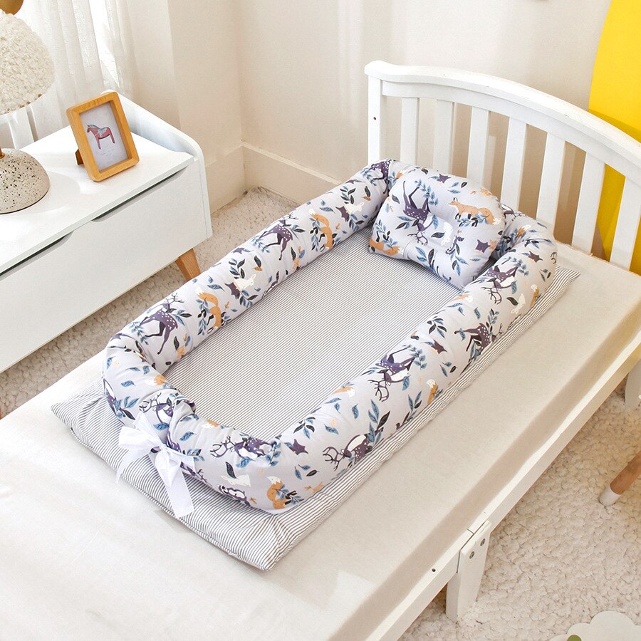 Portable Travel Baby Crib Removable Washable Kids Bed Multifunction Nursling Outdoor Toddler Nest: Fan deer