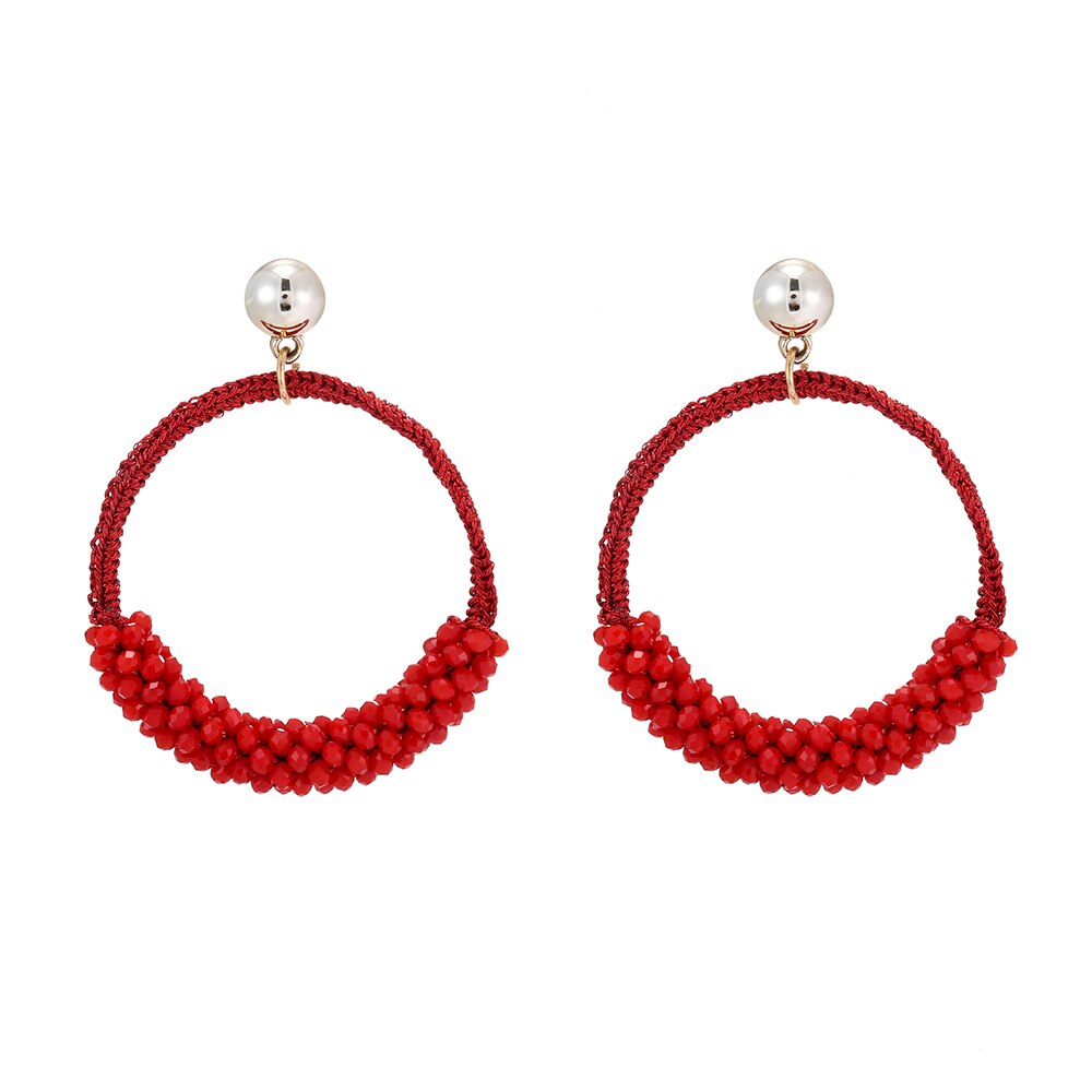 Inkdew Grote Ronde Sieraden Oorbellen Voor Vrouwen Kraal Handgemaakte Crystal Oorbel Grote Oorbellen Lange Oorbellen Bohemen Boho