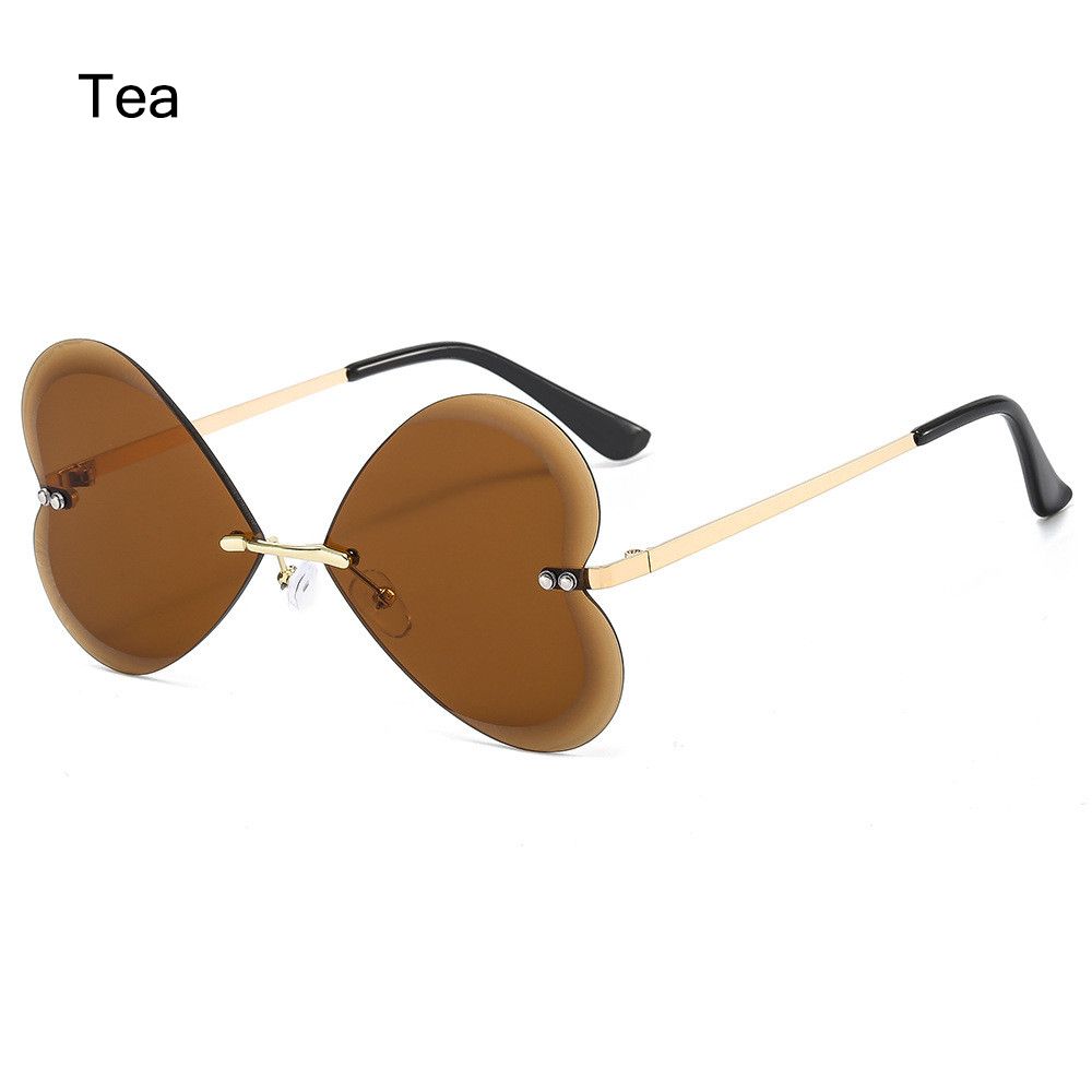 2022 nuove donne cuore occhiali da sole Vintage telaio in metallo occhiali da sole polarizzati alla moda a forma di cuore occhiali UV400 Eyewear per esterni: Tea