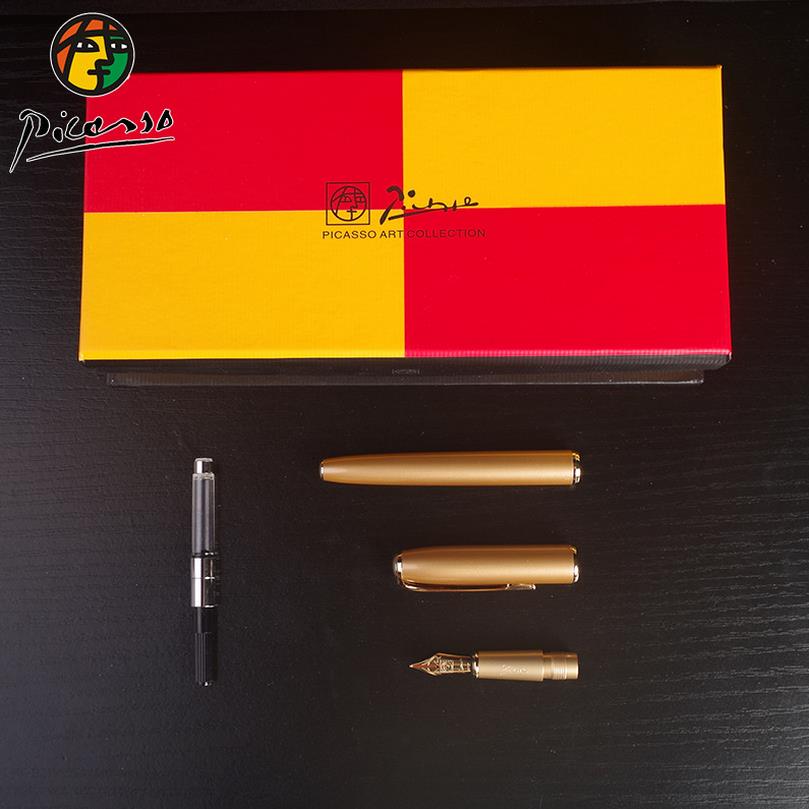 Picasso guld helmetallkropp iraurita reservoarpenna 0.38/0.5mm bläckpennor dolma kalem caneta brevpapper lyxiga signeringspennor 1039