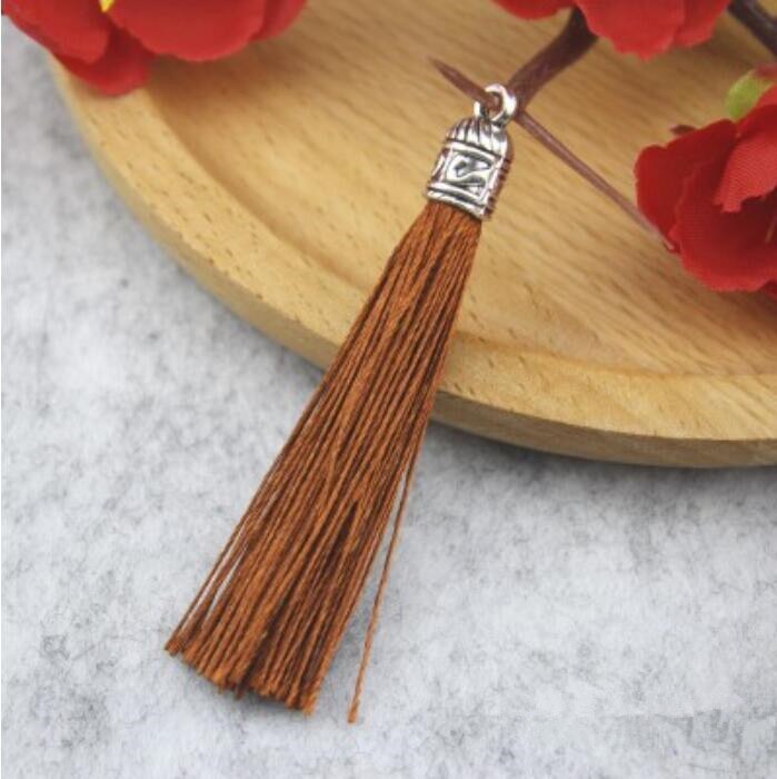 Rideau de bijoux avec pompon en argent, 10 pièces, accessoires de décoration pour vêtements, porte-clés, sac de téléphone portable, franges, garniture, sangles suspendues: Brown