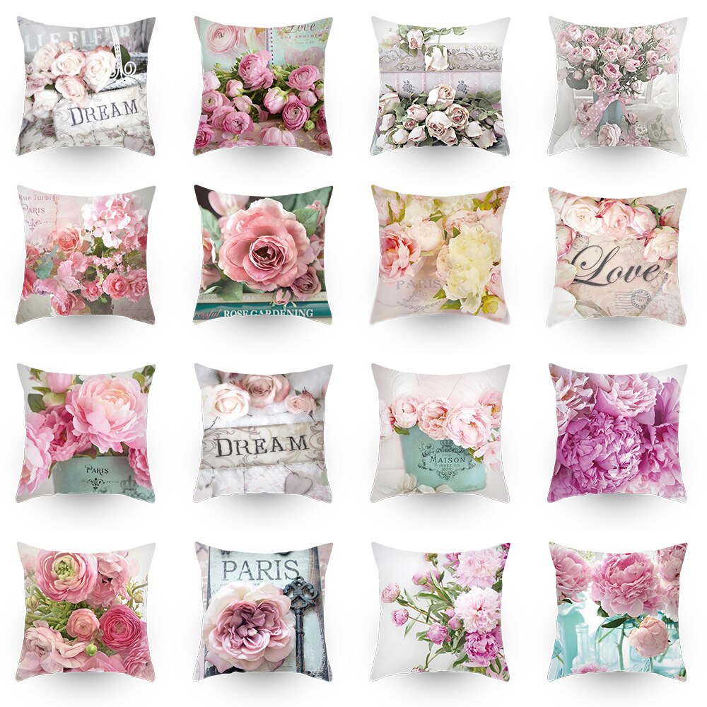 45 x 45cm 1 blomst farverig sofa pudebetræk pink pudebetræk pudebetræk hjemme sovesofa stol dekoration 17.72x 17.72 tommer