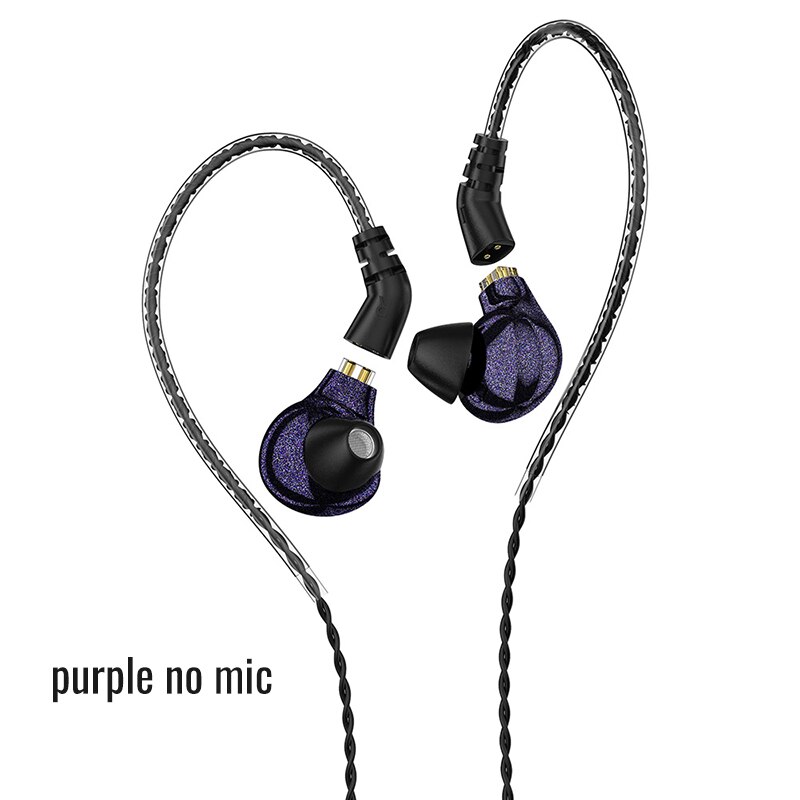 Blon BL-03 Hifi Eearphones 10Mm Carbon Nanobuis Diafragma Dd Driver 32Ω 3.5Mm Plug Chifi Oordopjes W/Afneembare kabels, BL03: purple no mic