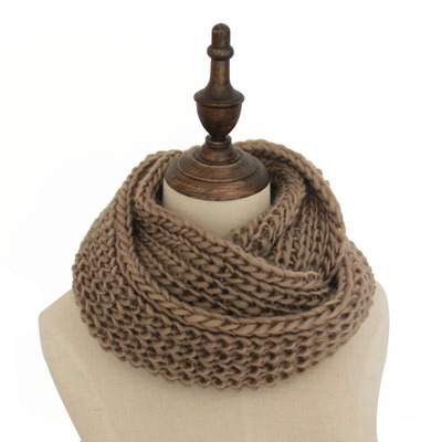Bufanda negra de cuello redondo para hombre, bufanda tejida para Invierno para mujer, bufandas de invierno para hombre, bufandas infinitas rojas para hombre: khaki