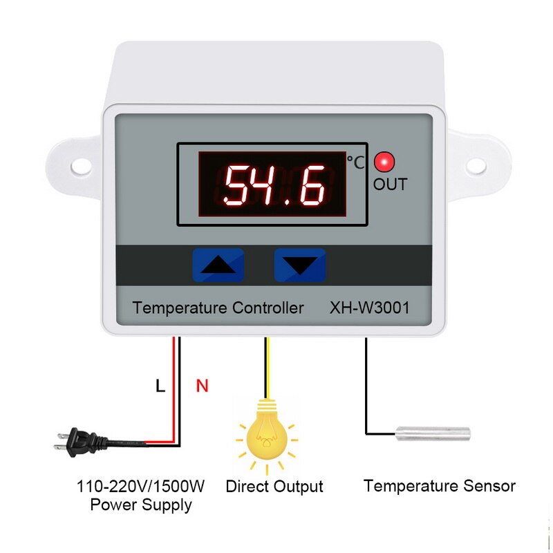 Xh -w3001/w3002 10a 12v 24v 220v digital led temperaturregulator til inkubator køling varmekontakt termostat ntc sensor: 110-220v 1500w w3001