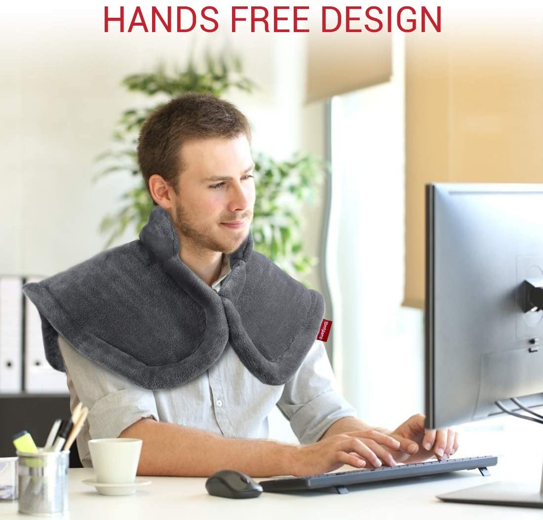 6 Levels Electric Heating Pad or Neck and Shoulders Pain Relief Machine Washable Heated Neck Wrap for Upper Back with Auto Off