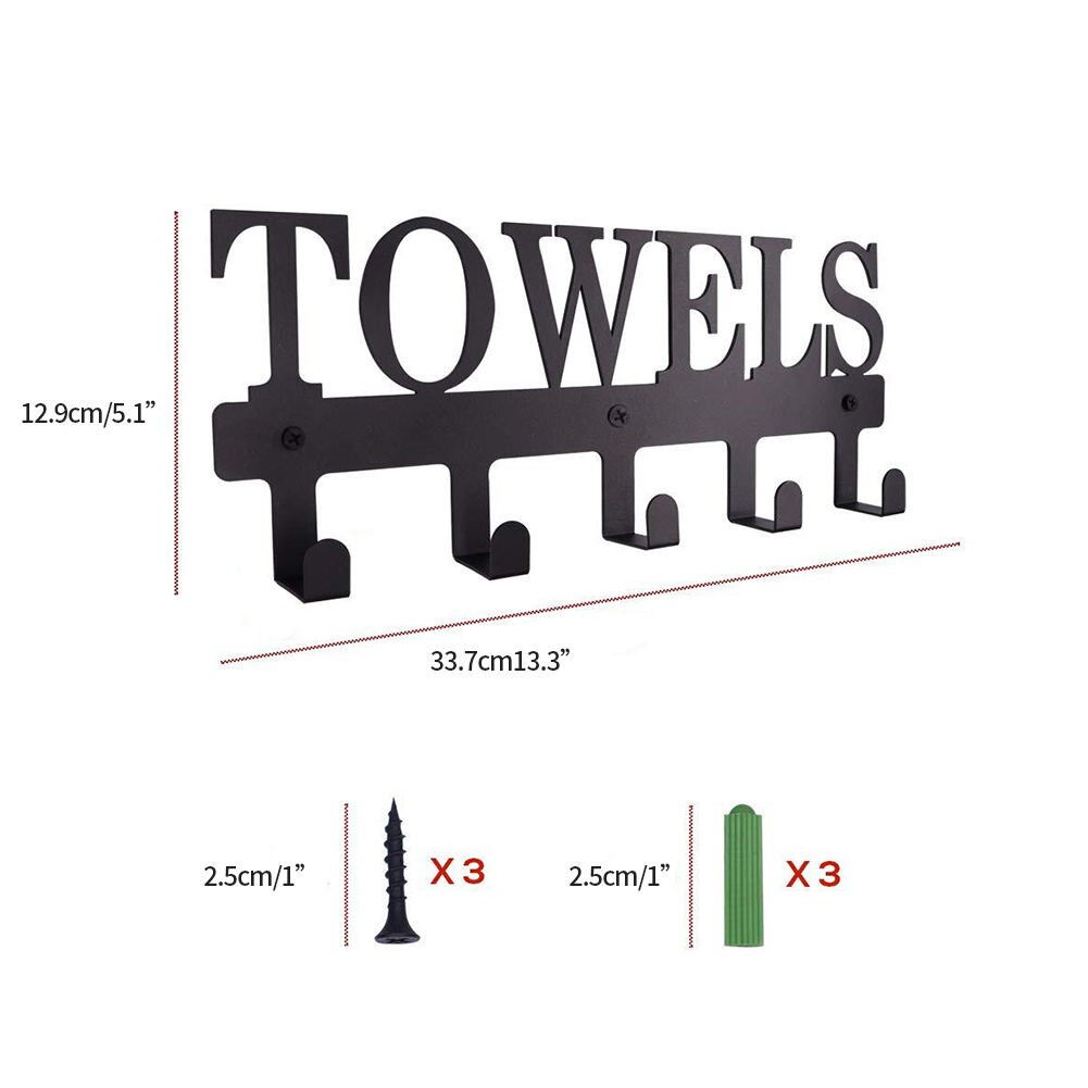 Järnrad krok mantel krokar svart kraftig väggmonterad handduk rack krok hängare hem kök vägg dörr badrum krokar