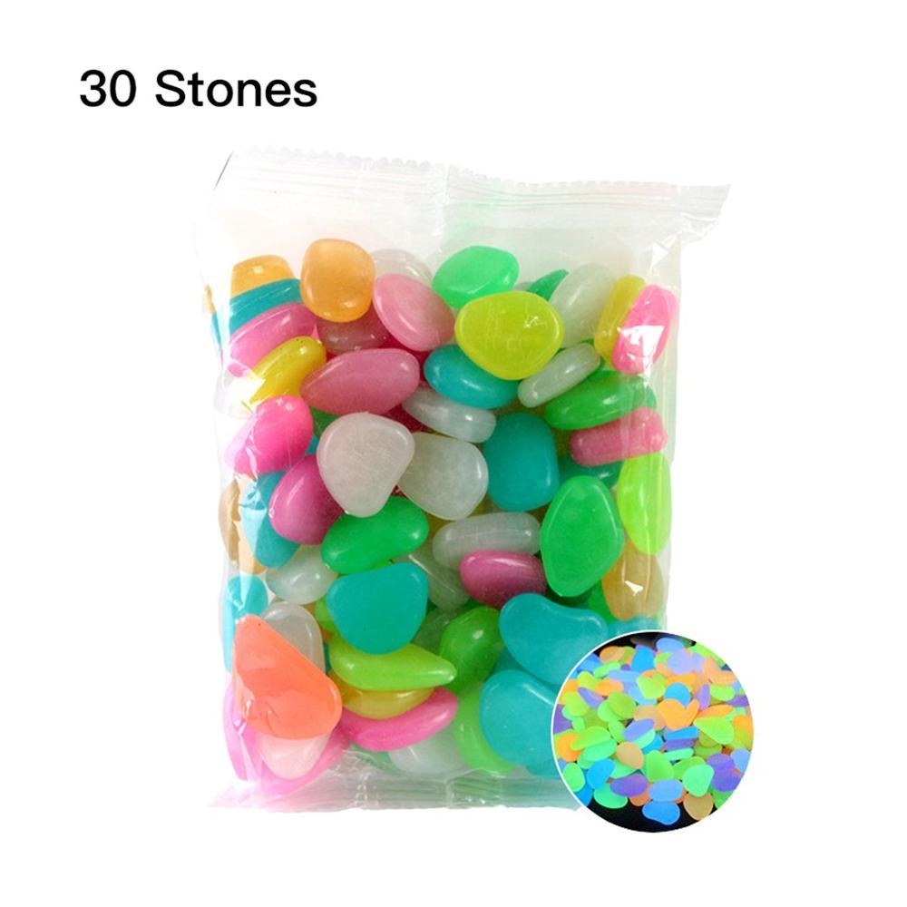 30pcs Garden Pebbles Glow Stones Rocks for Walkways Garden Path Patio Lawn Aquarium Decor Garden Yard Decor Luminous stones: mix