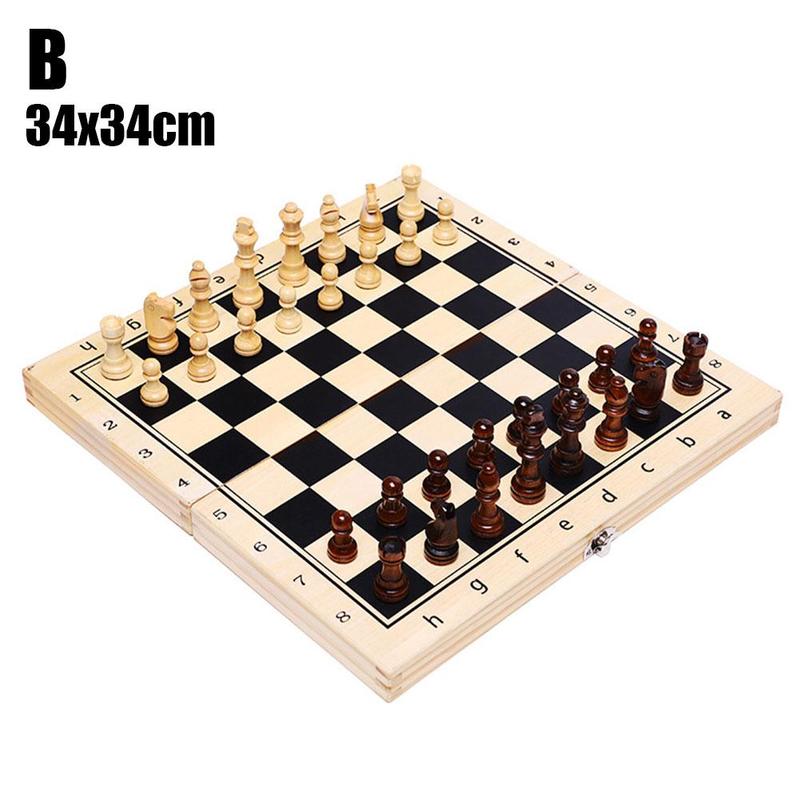 Top Wooden Folding Magnetic Chess Set Solid Wood Chessboard Magnetic Pieces Entertainment Board Games Children: B