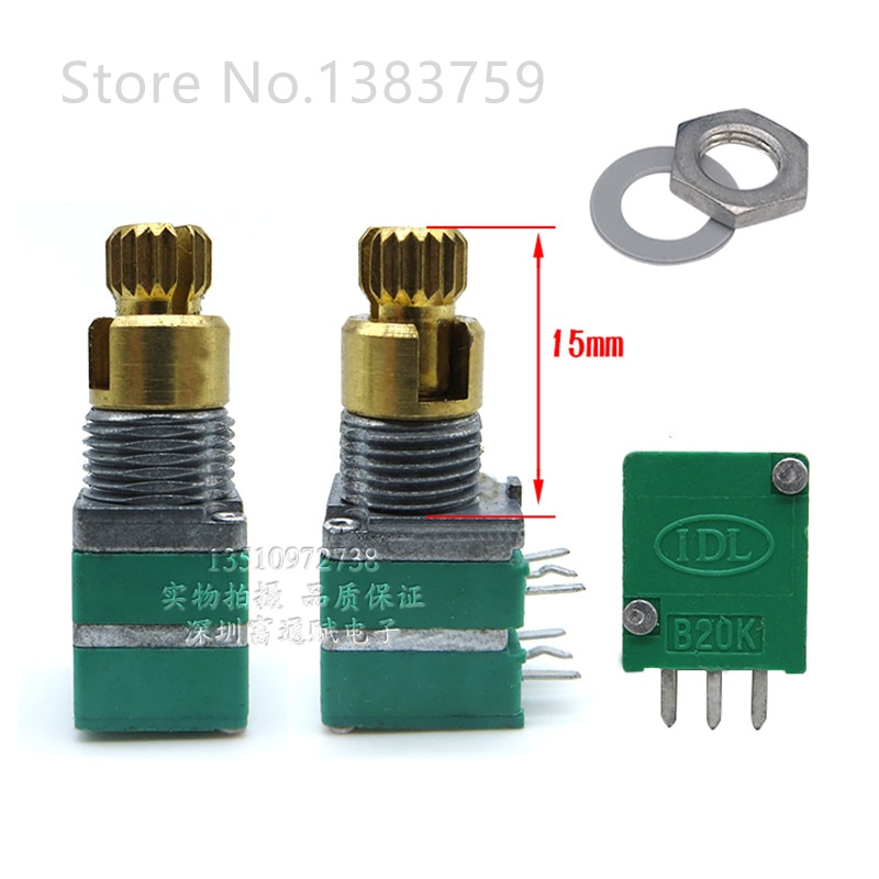 09 Type Stereo Kanaal B20K Potentiometer Dual-As Roterende Handvat 15Mm
