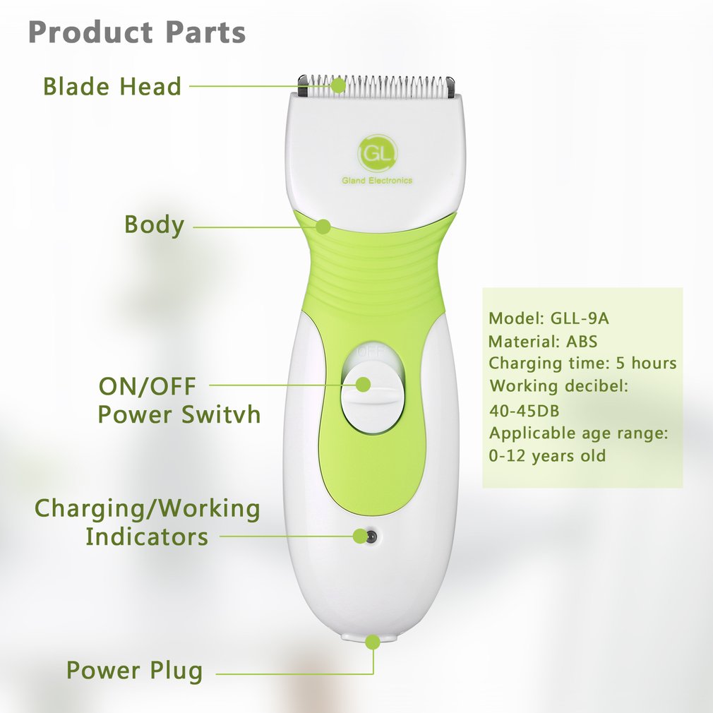 Kit de tondeuse à cheveux électrique étanche pour bébé 7 en 1 Kit d'épilation Rechargeable pour cheveux professionnels