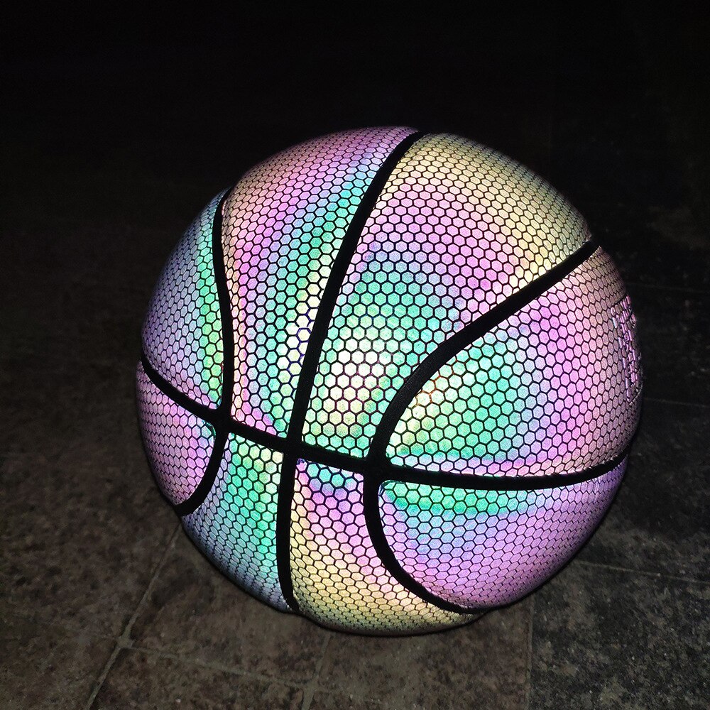 Holografische Reflectie Lichtgevende Fluorescerende Basketbal Rainbow Star Sky Online Cool Basketbal Lichteffecten Shiny Size7