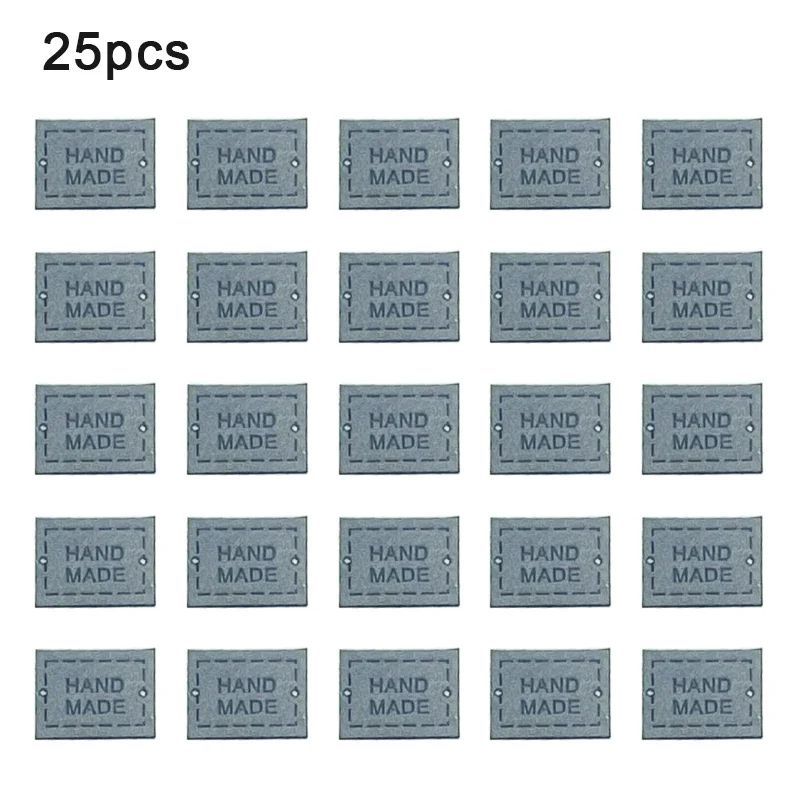 25/50pcs PU Leather Labels Tags Small Handmade Labels DIY Clothes Hats Bags Hand Made Label Sewing Tags Sewing Accessories Tools: Black Nickel