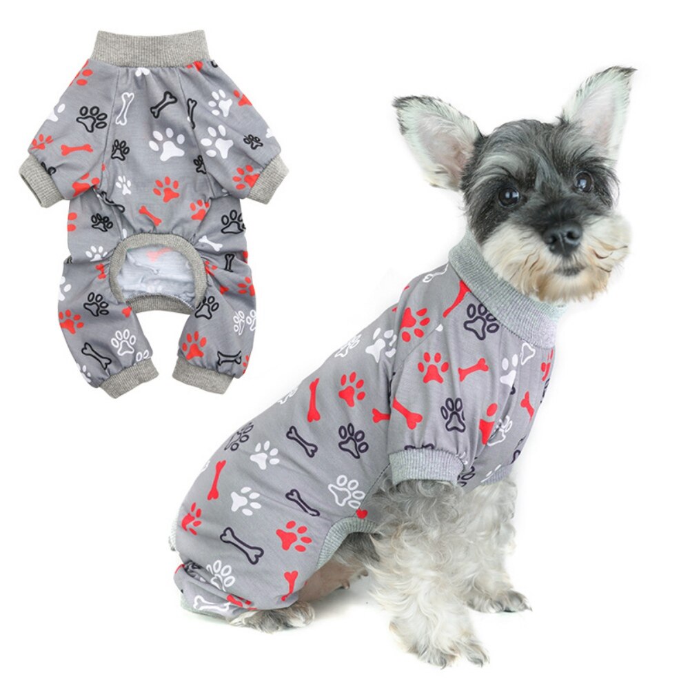 Primavera outono cachorro macacões pegadas imprimir animal de estimação traje roupas para filhote de cachorro gatinho macio respirável roupas suprimentos