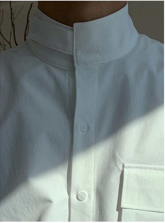 Mandlig vintage skjorte med krave til mænd japan korea streetwear afslappet løse langærmede skjorter