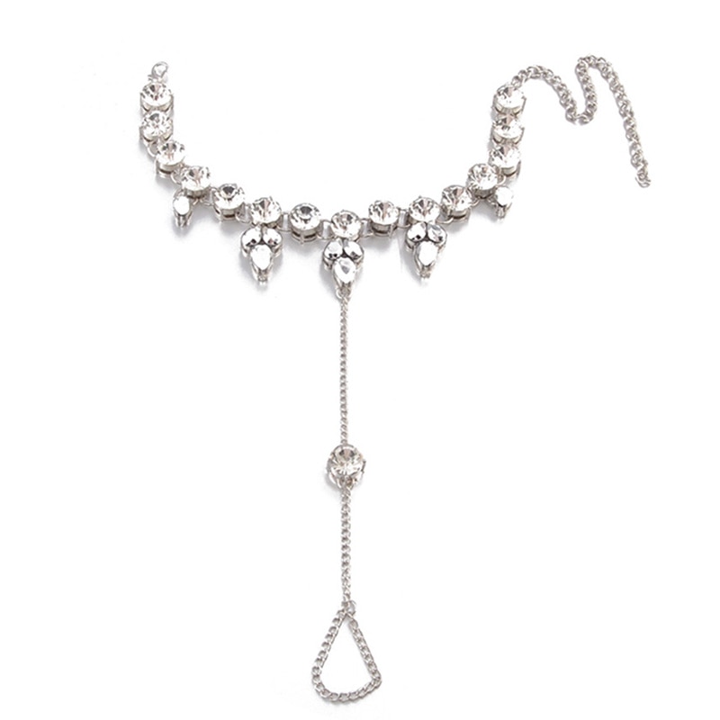 1Pcs Bohemian Crystal Water Anklet Barefoot Sandal Foot Chain Toe Ring Beach Ankle Jewelry For Women